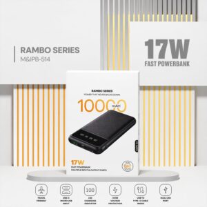 Rambo Series 10000mAh Fast Charging Power Bank, Powerbank (1 Pc, 17W)