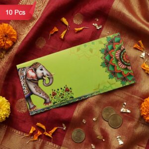 Decorative A4 Size Gift & Money Envelopes with Elephant & Mandala Design – Pack of 10 Pcs