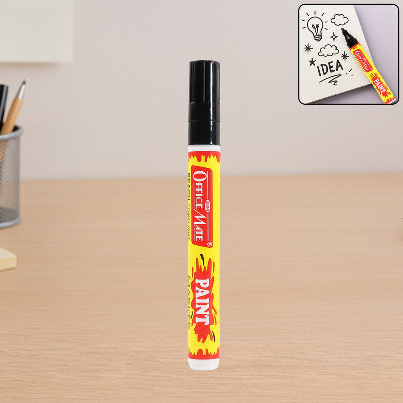 Officemate Permanent Paint Marker Pen Black – Quick Dry, Bold Writing, REACH