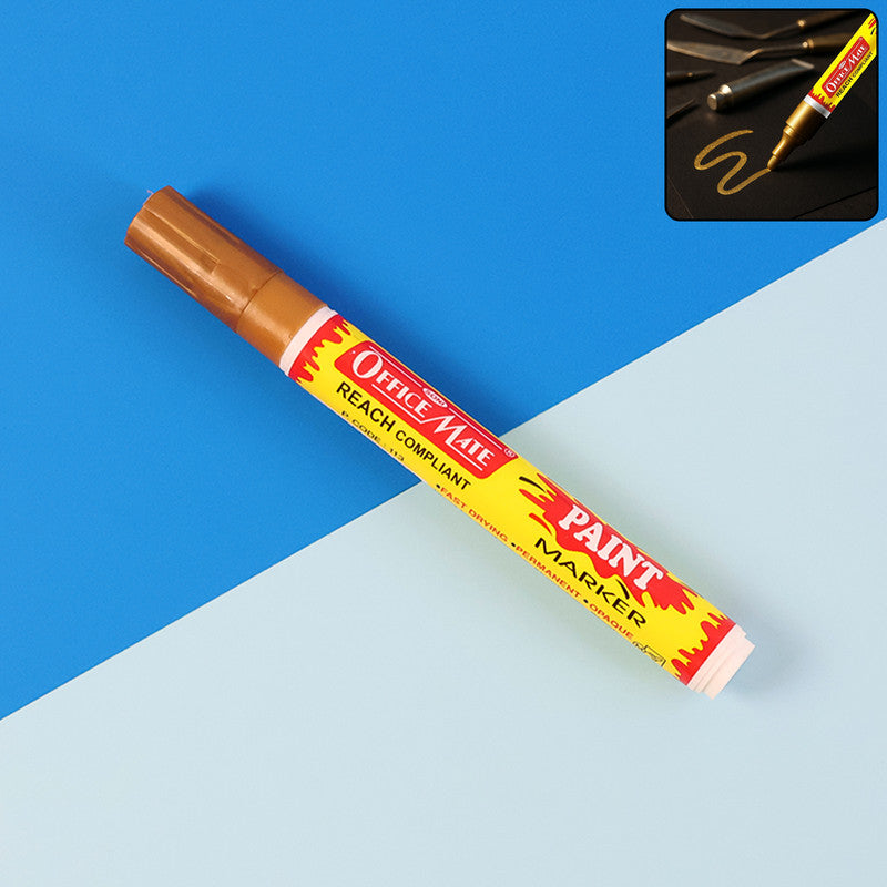 Officemate Permanent Paint Marker – Golden Quick-Dry Water-Resistant Ink