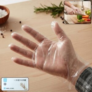 Disposable Clear Plastic Gloves (100 Pc, Medium)