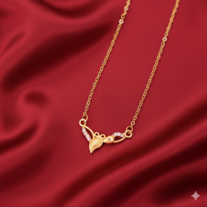 Gold Plated Floral Leaf Necklace with AD For women and girls