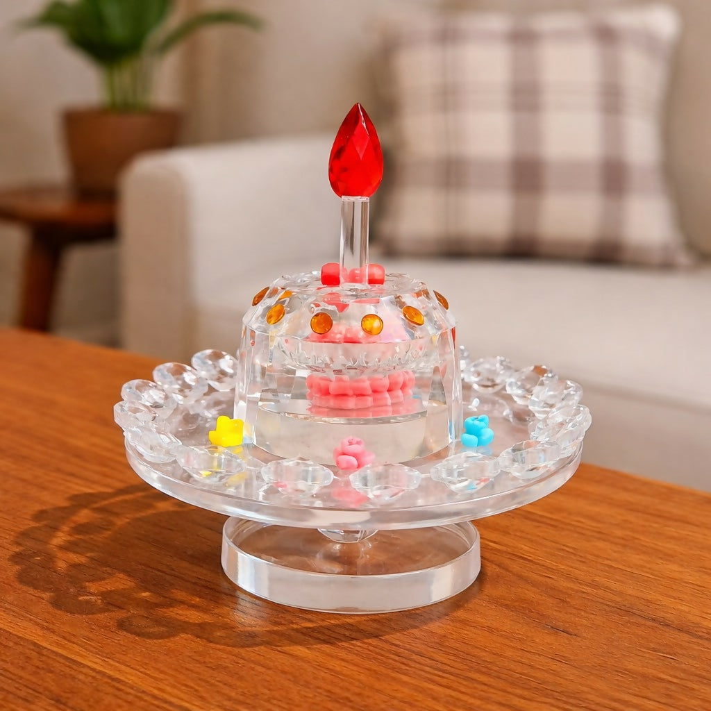 Rotating Crystal Cake Showpiece Decorative Table Centerpiece