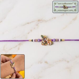 Cute Bal Krishna Rakhi with Cow Design and Beads (1 Pc)