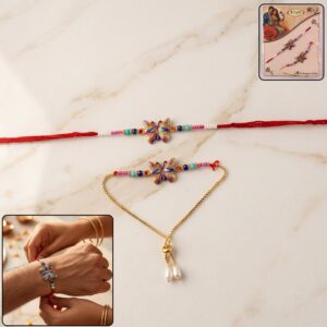 Rainbow Butterfly Designer Rakhi with Beads (1 Pc)