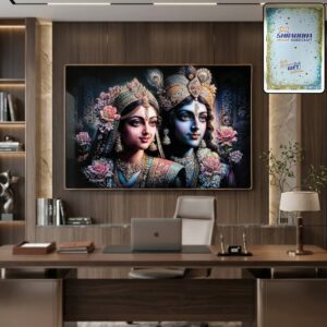 Premium Radha Krishna Royal Artistic Wall Frame (1 Pc, 89x58 Cm)