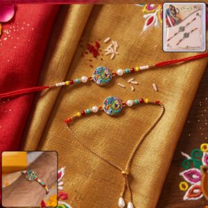 Multicolor Paisley Designer Rakhi with Pearl Beads (1 Pc)