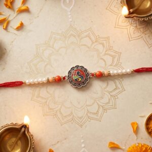 Classic Peacock Designer Rakhi with Pearl Beads (1 Pc)