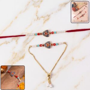 Designer Triangle Shape Rakhi with Pearl Beads (1 Pc)