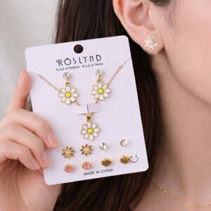 Premium Gold Plated Leaf Pearl Drop Earrings for Women & Girls (Combo set of 6)