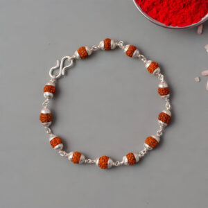 Silver Finish Rudraksha Bead Bracelet for Spiritual Daily Wear