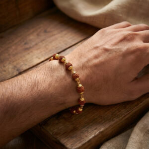 Gold Finish Rudraksha Bead Bracelet for Spiritual Daily Wear