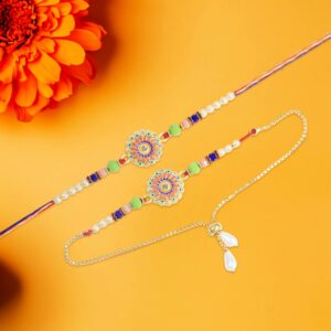 Designer Bhaiya Bhabhi Rakhi with Lumba and Beaded Thread