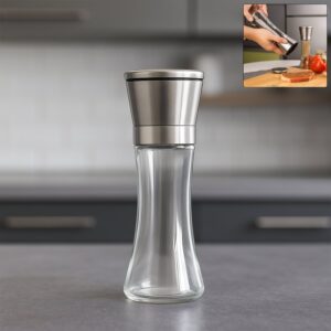 Premium Stainless Steel & Glass Manual Spice Grinder (1 Pc)