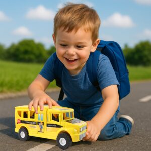 Funwoods Friction-Powered School Bus Push-and-Go Vehicle Toy (1 Pc)