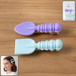 Cute Mini Spade & Leaf Shape Hair Clip Set (2 Pc)
