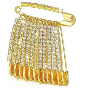 Glam Crystal Gold Saree Pin Brooch & Dangle Charms Set