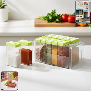 Classic Transparent Spice Rack with Stand – 12 Piece