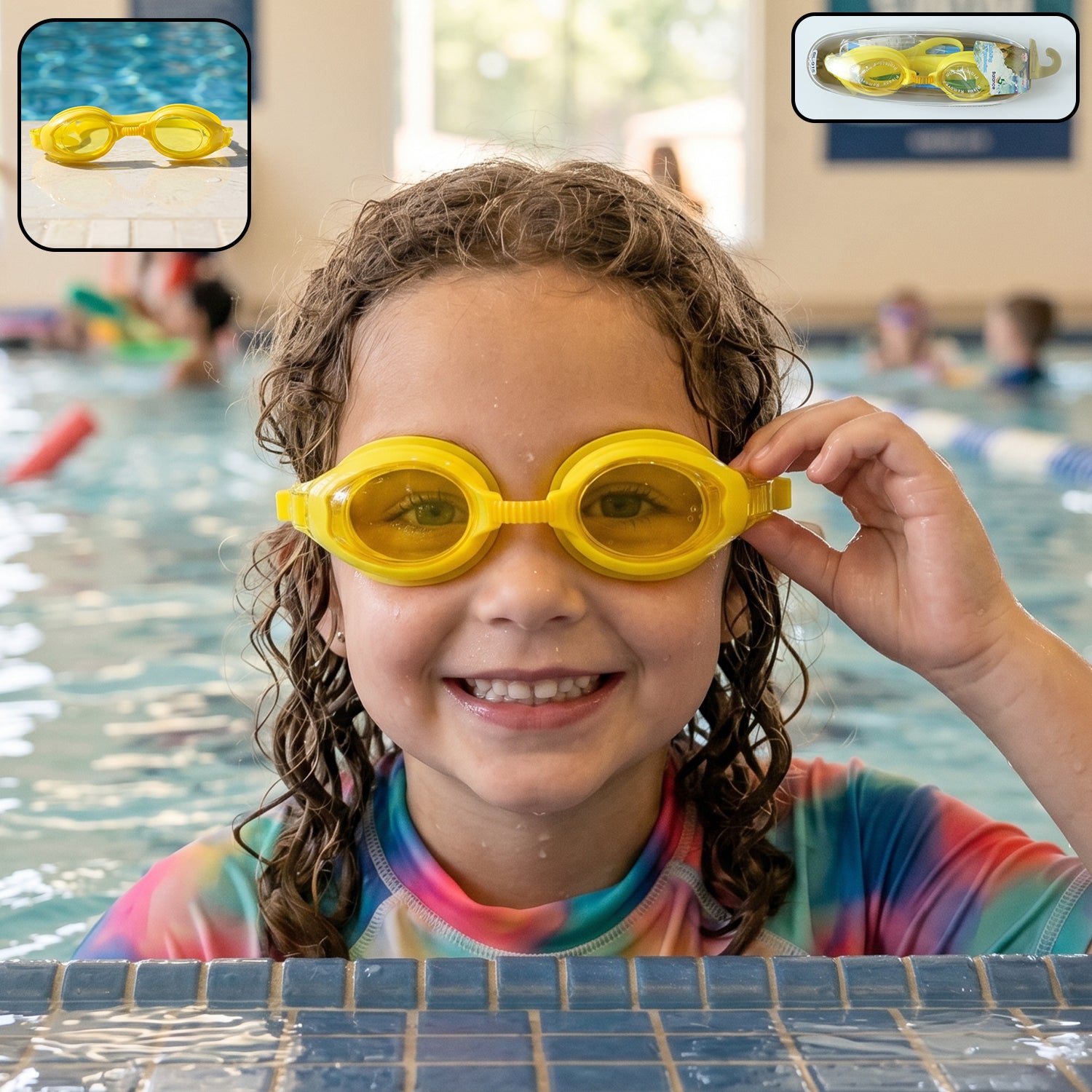 Kids Colorful Swimming Goggles with Anti-Leak Seal and Adjustable Strap – 1 Pc