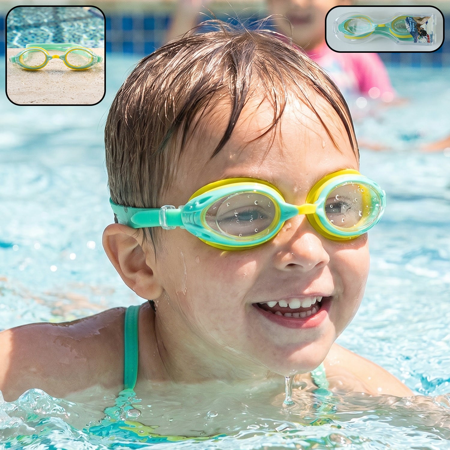 Kids Dual Color Swimming Goggles with Clear Vision Lens and Comfortable Fit – 1 Pc