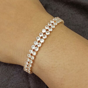 Rose Gold Plated Ad Stone Double Line Bracelet