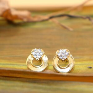 Dainty Diamond & Gold Circle Stud Earrings for Women 7 Girls