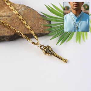 Golden Hanuman Gada Pendant with Chain – Devotional Lightweight Daily Wear