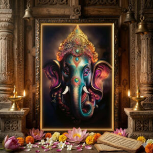 Premium Ganesha Crystal Bubble Wall Art Frame – Modern Abstract Ganpati 3D Sparkling Finish Decorative Frame for Home & Office (Mix Deign)