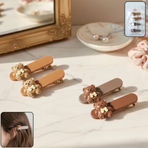 Cute Teddy Bear Decorative Hair Clips (4 Pc)