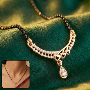 Elegant Teardrop Mangalsutra Necklace with Studded Bar Design