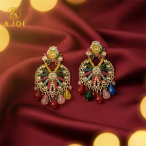 Premium Handcrafted Multicolor Teardrop Hanging Earrings