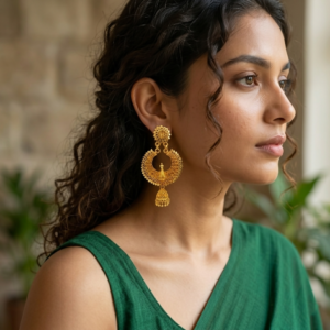 Classic Gold Finish Jhumka Earrings for Festive and Wedding Wear