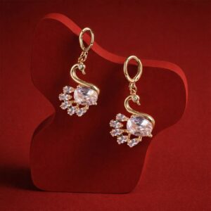 Elegant Swan Design Stone Drop Earrings for Women & Girl
