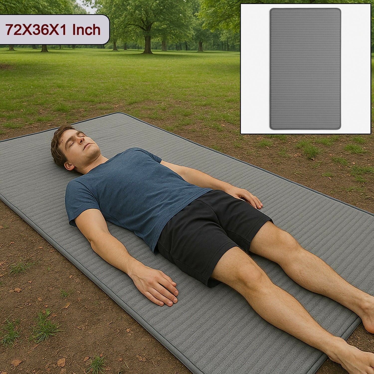 Slim Jacquard Fabic Sleeping Mat, Lightweight Foldable Floor Mat for Yoga, Picnic, Travel & Indoor Use (72x36cm/1 Inch)