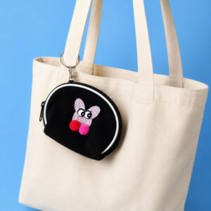 Cute Bunny Mini Coin Pouch Keychain for Women & Girls (Random Color 1 PC)