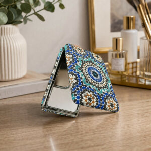 Compact Foldable Pocket Mirror with Elegant Pattern Design
