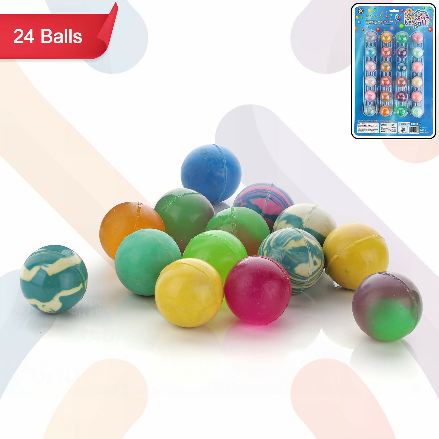 Aditi Crazy Bouncing Ball in Colourful Different Colors,Ball for All Age Children (Pack of 24)