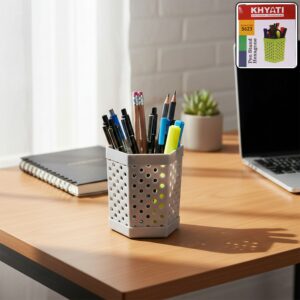 Khyati Multipurpose Hexagon Pen Stand Desk Organizer, Stationery Holder for Office, School