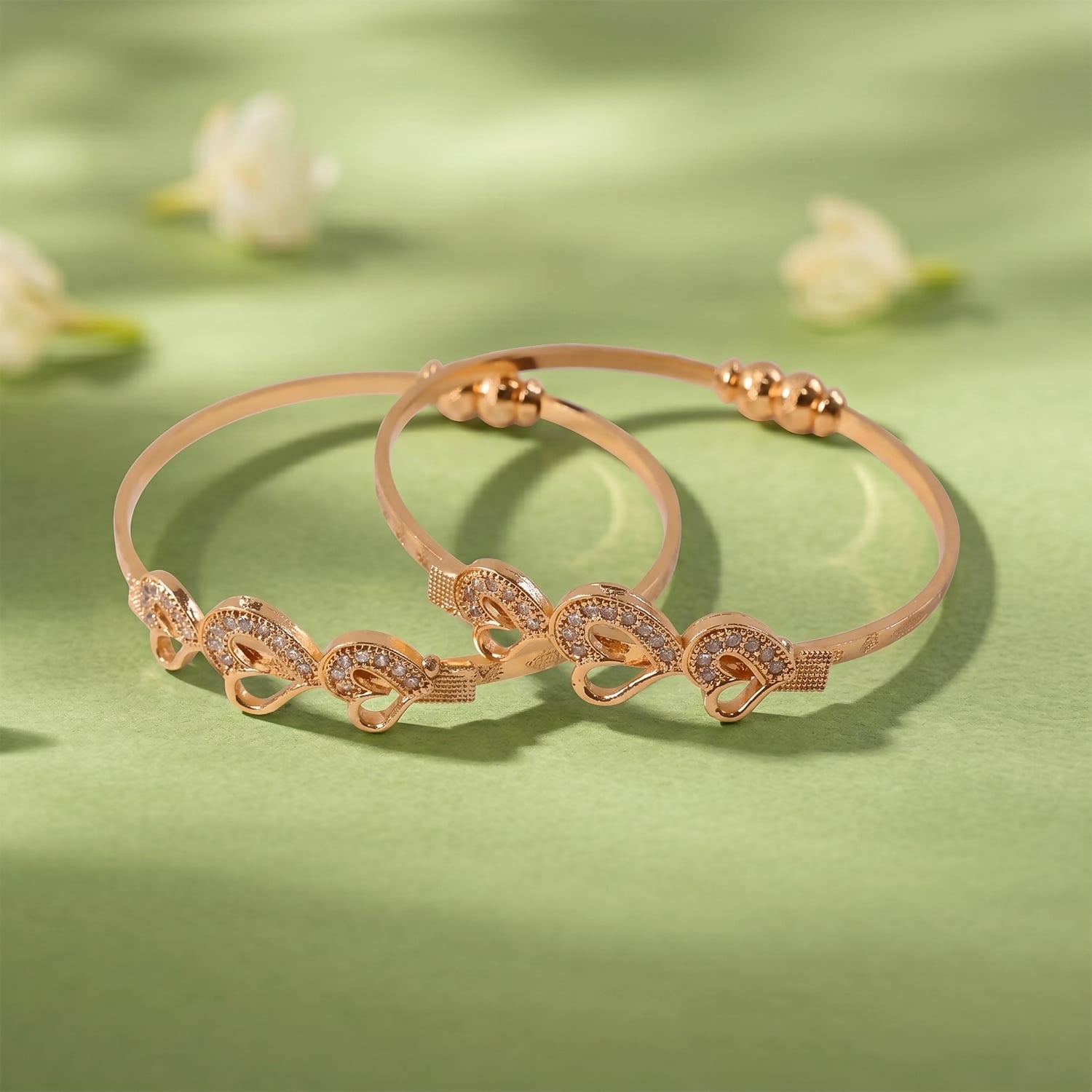 Classic Silver Plated Textured Kada Bracelet (2 Pc)