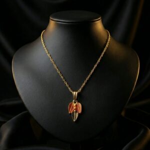 Traditional Leaf Design Pendant Necklace with Chain for Women