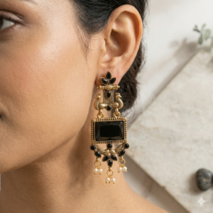 Traditional Pearl Drop Ethnic Earrings | Stylish Party Wear & Wedding Jewellery black