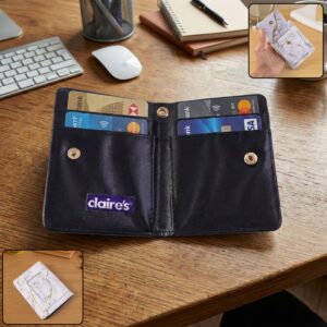 Compact Marble Finish Snap Button Card Holder Wallet (1 Pc)