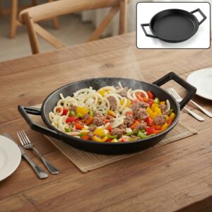 Pre-Seasoned Cast Iron Skillet Fry Pan with Dual Side Handles for Gas & Induction Cooking