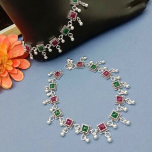 Classic Indian Payal with Colorful Stone Charms