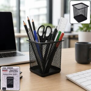 Khyati SquareX Metal Pen Stand for Office & Study Desk Organization