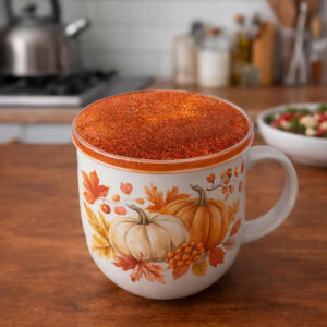 Orange Glitter Resin Cup Lid and Coaster Set for Mug Cover