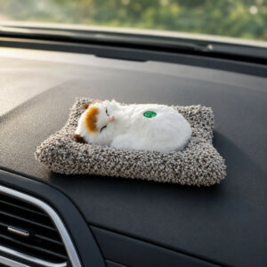 Sleeping Cat Car Dashboard Decoration Plush Toy with Cushion Bed