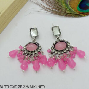 Baby Pink Stone Antique Finish German Earrings