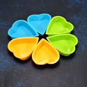 Heart-Shaped Silicone Cake Mold – Baking Tools & Bakeware (Pack of 6)