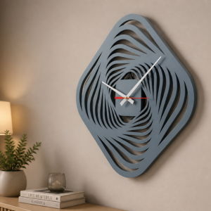 Abstract Geometric Designer Modern 3D Vortex Wall Clock | Silent Quartz Decorative Clock for Living Room, Bedroom & Office